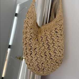Woven Tan Crossbody Bag